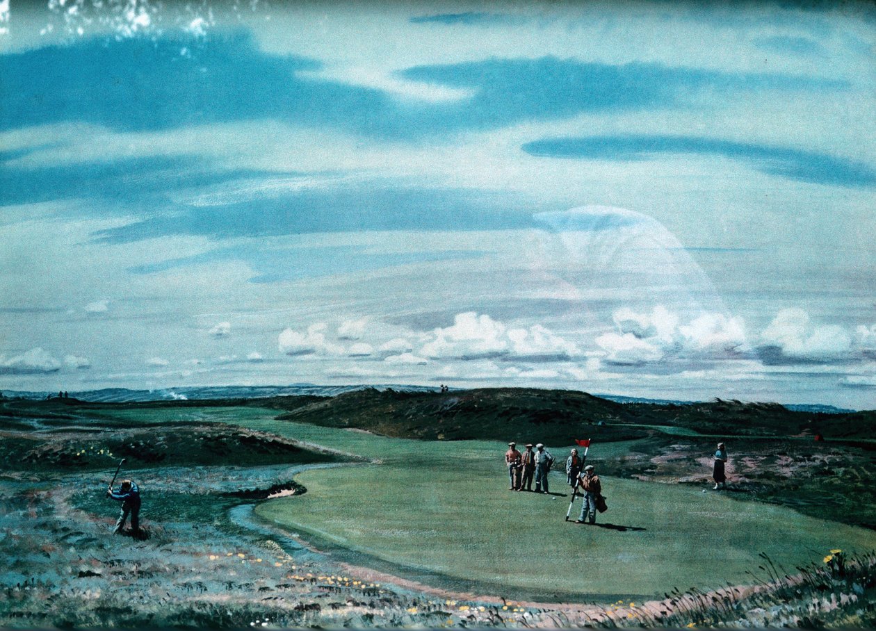 Cecil Aldin 1870-1935, taideteos golfkentästä, c1920 tekijältä Cecil Charles Windsor Aldin