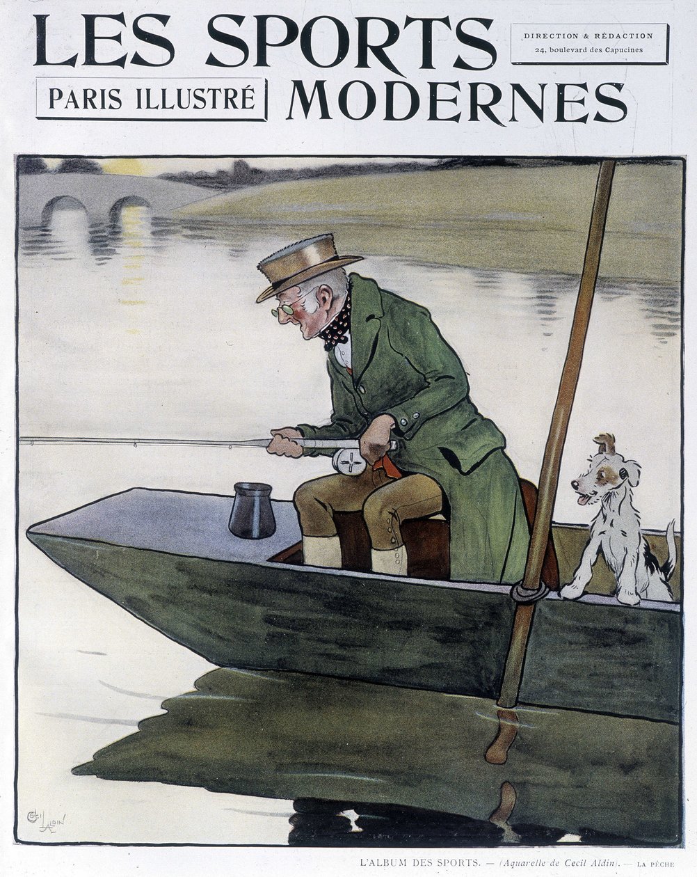 Onkiminen - C. Aldinin piirustus "Modern Sports" -sarjassa tekijältä Cecil Charles Windsor Aldin