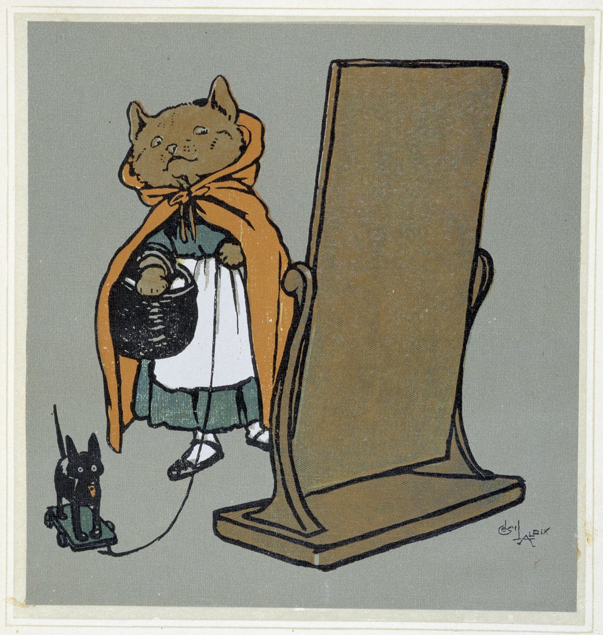 Kissa peilinsä edessä - piirros Cécil Aldin. tekijältä Cecil Charles Windsor Aldin