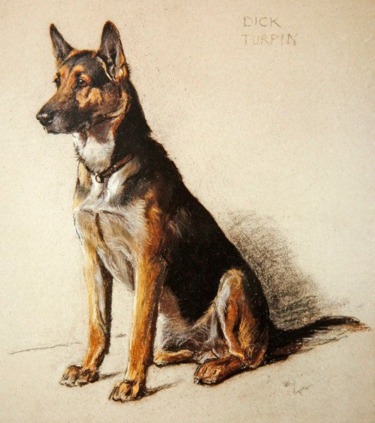 Dick Turpin (pastelli sävytetylle paperille) tekijältä Cecil Charles Windsor Aldin