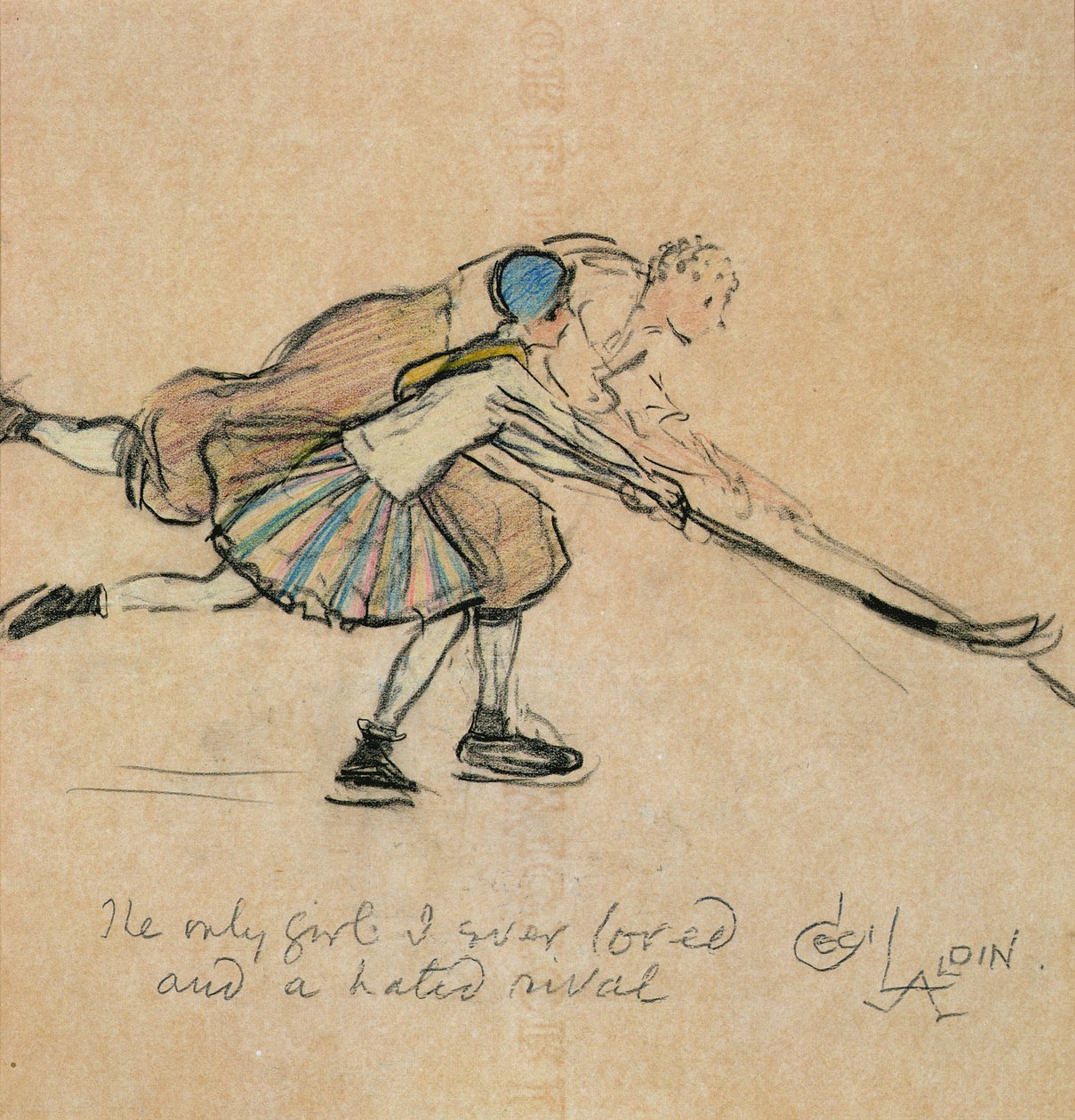 Ainoa tyttö, jota olen koskaan rakastanut ja vihattu kilpailija (värillinen värikynä paperilla) tekijältä Cecil Charles Windsor Aldin