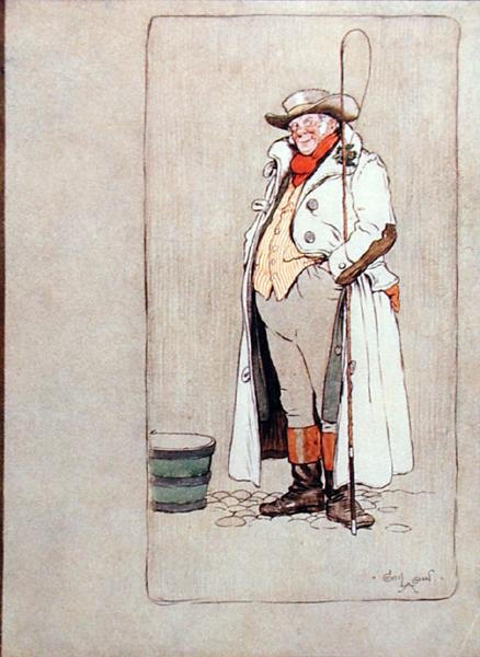 The Stage Coachman, kuvitus Washington Irvingin (1783-1859) Vanhasta joulusta, julkaisija Hodder ja Stoughton tekijältä Cecil Charles Windsor Aldin