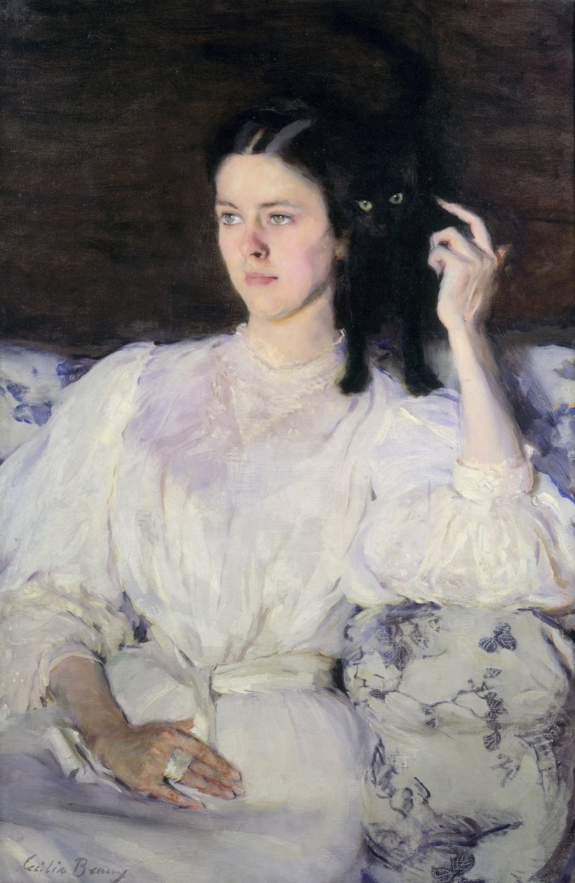 Sita ja Sarita eli Nuori tyttö kissa kanssa, 1893-94 tekijältä Cecilia Beaux