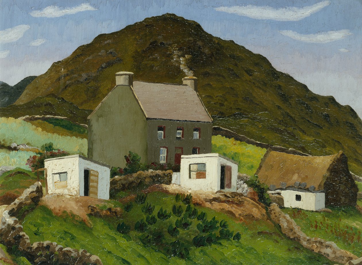 Talo Walesin kukkulanrinteellä, noin 1935 (öljy kankaalle). tekijältä Cedric Morris
