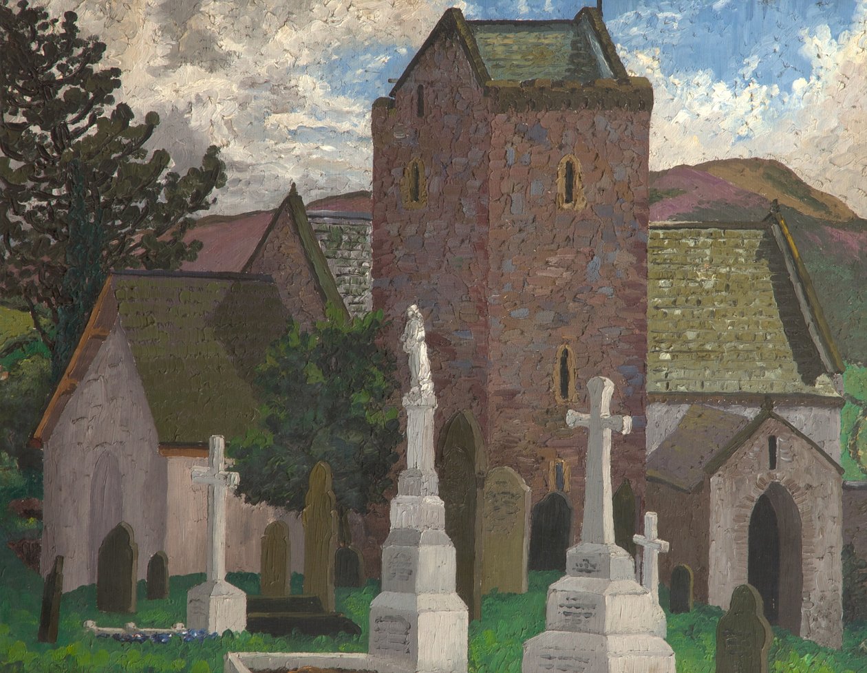 Llangenith Church, Etelä-Wales, n. 1930 (öljy kankaalle) tekijältä Cedric Morris