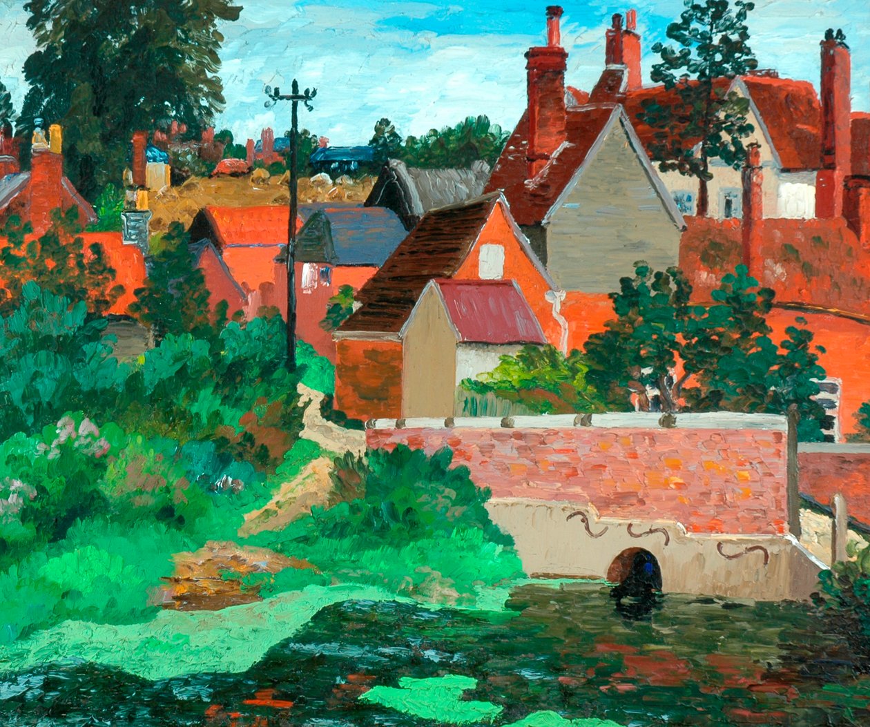Polstead, Suffolk, n. 1933 (öljy kankaalle) tekijältä Cedric Morris