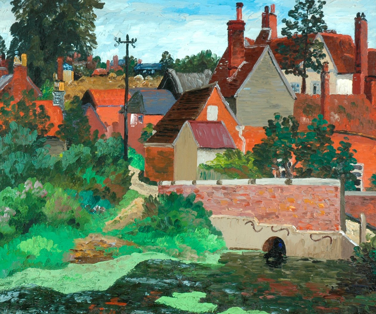 Polstead, Suffolk, n. 1933 (öljy kankaalle) tekijältä Cedric Morris
