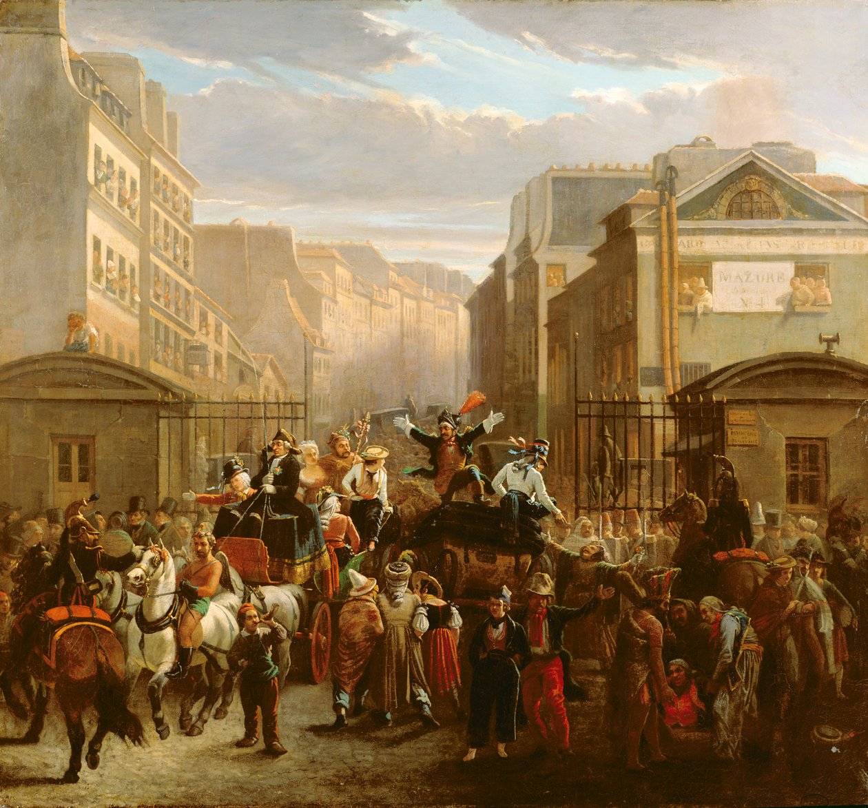 Descente de la Courtille", Belleville tekijältä Celestin Francois Nanteuil