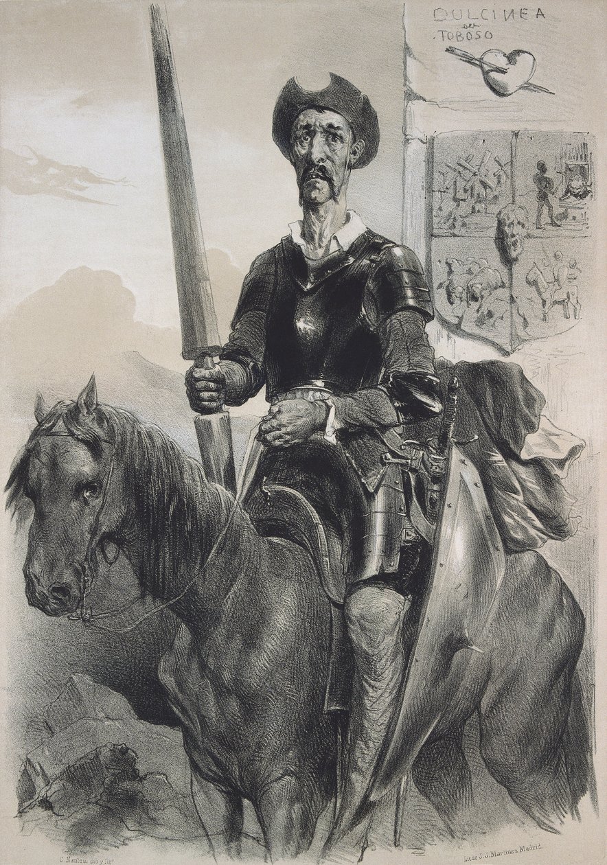 D. Quijote de la Mancha. 1856 (litografia) tekijältä Celestin Francois Nanteuil