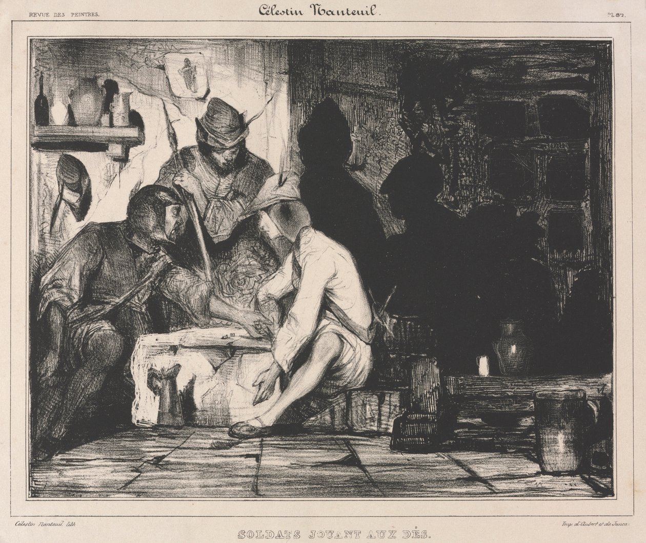 Sotilaat leikkivät noppaa, 1900-luku. tekijältä Celestin Francois Nanteuil