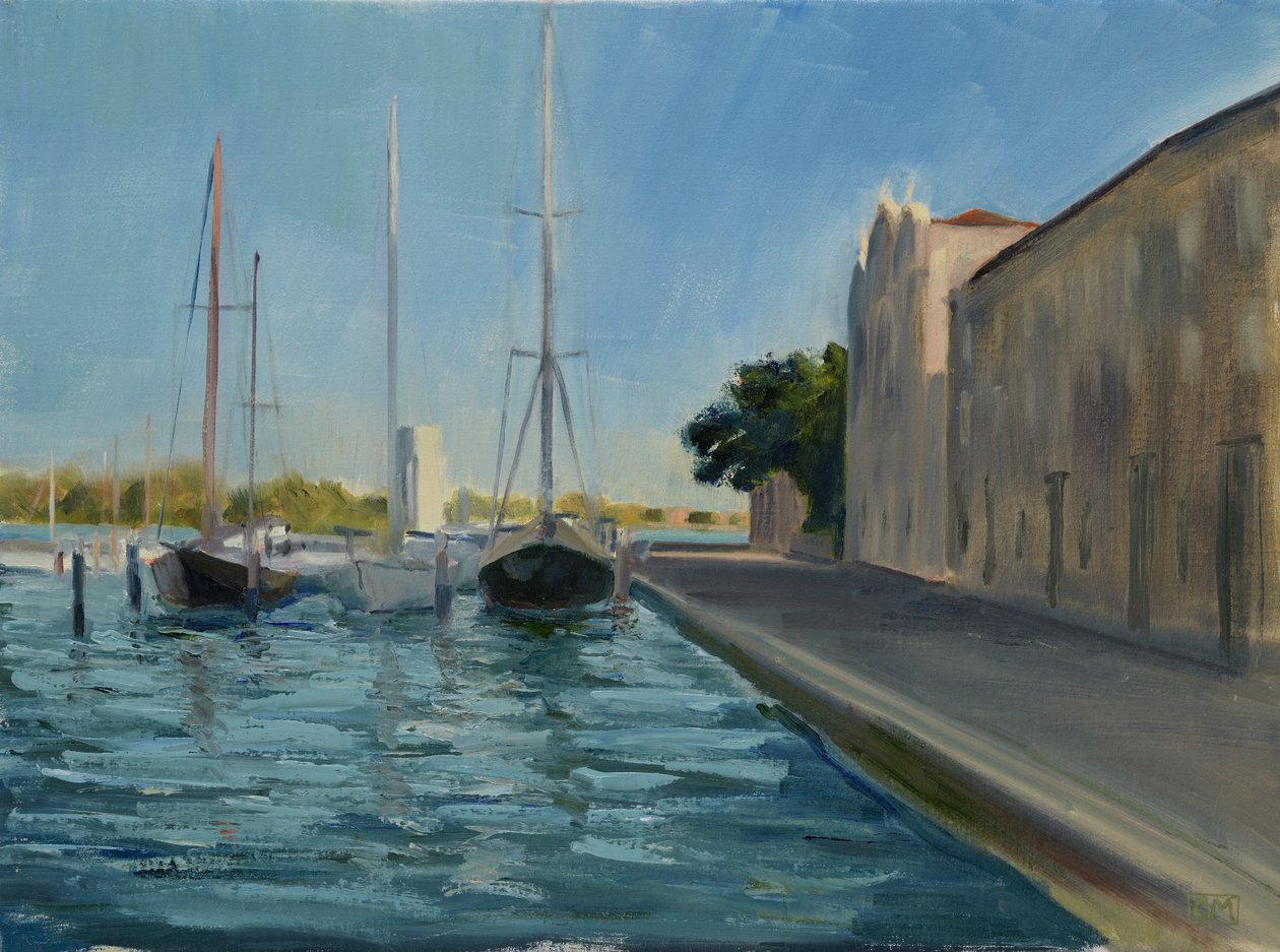 Venetsian satama, San Giorgio Maggiore, Venetsia 1 (öljy kankaalle) tekijältä Celia Montague