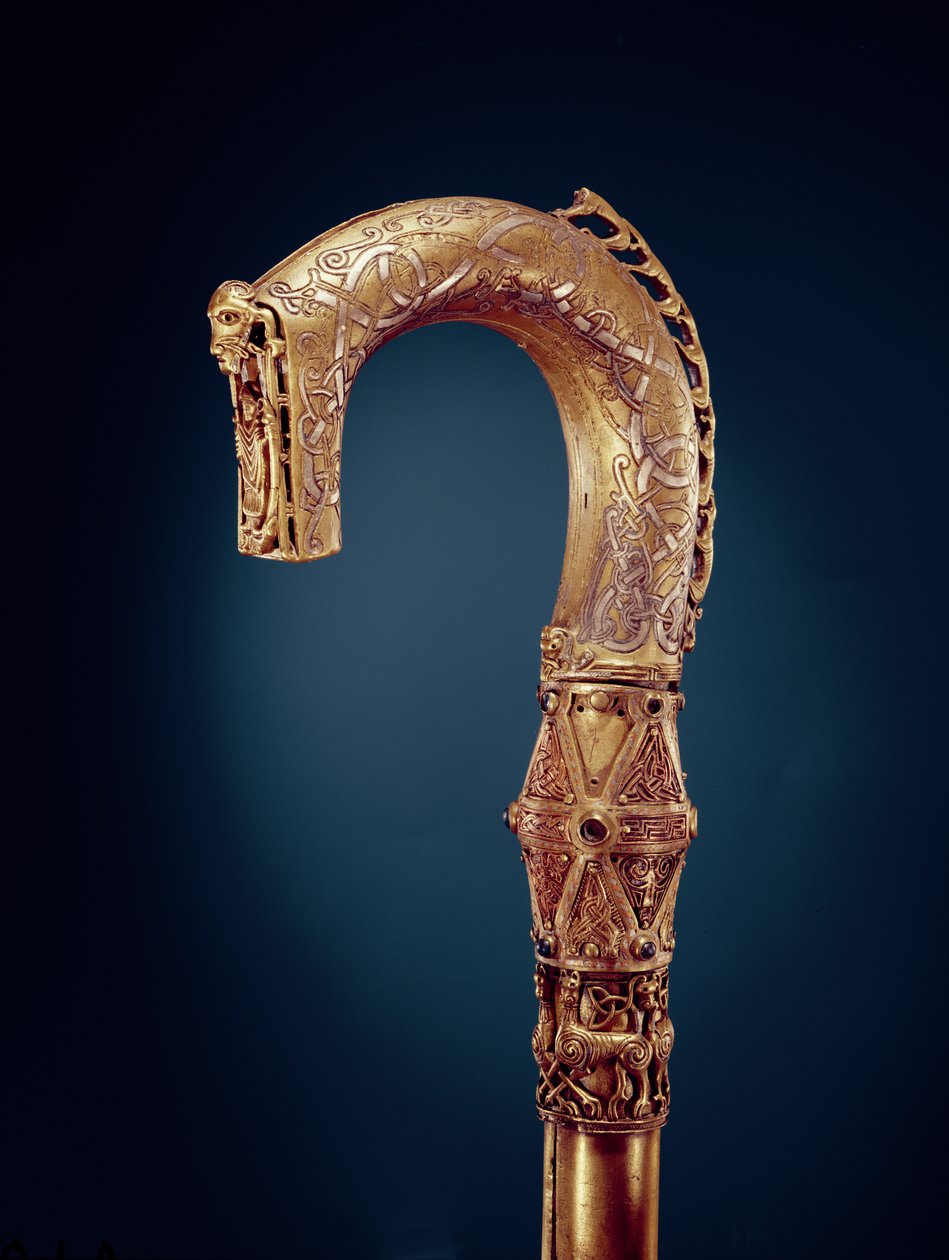 Clonmacnoise Crozier, County Offaly, viikinkiaika (puuta kääritty pronssilevyyn upotekoristeisella hopealla) tekijältä Celtic