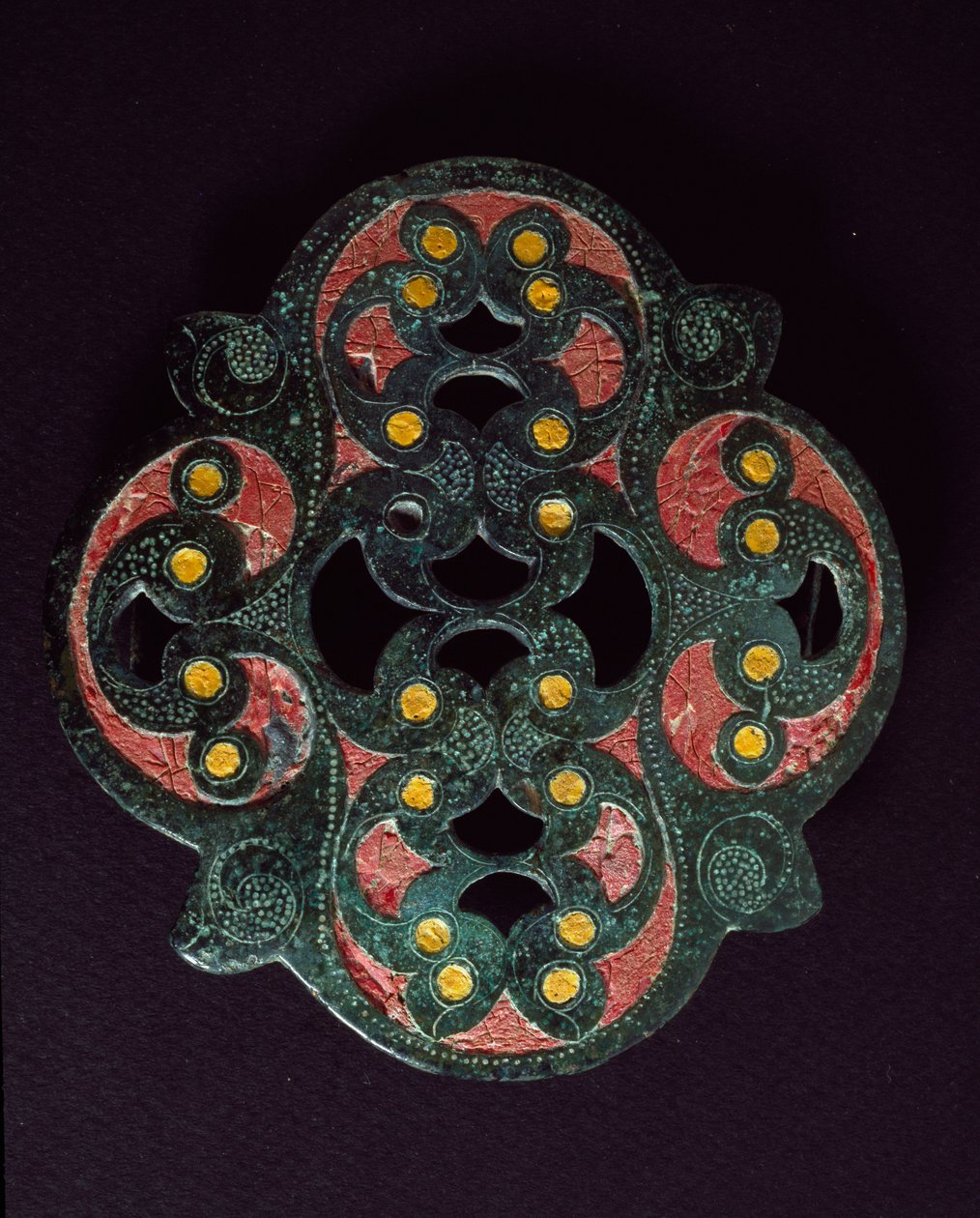 Kelttiläinen taide: lävistetty pronssilevy emalipinnoitteella. 1. vuosisadalla jKr. Paillardilta (Oise). Breteuil, arkeologinen museo tekijältä Celtic