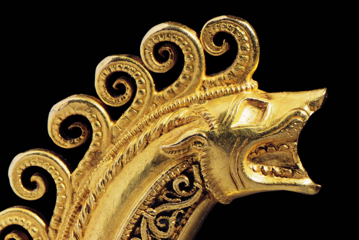 Erittäin tärkeä La Tenen soturifibula, yksityiskohta (kulta) (katso myös 1065822-7) tekijältä Celtic