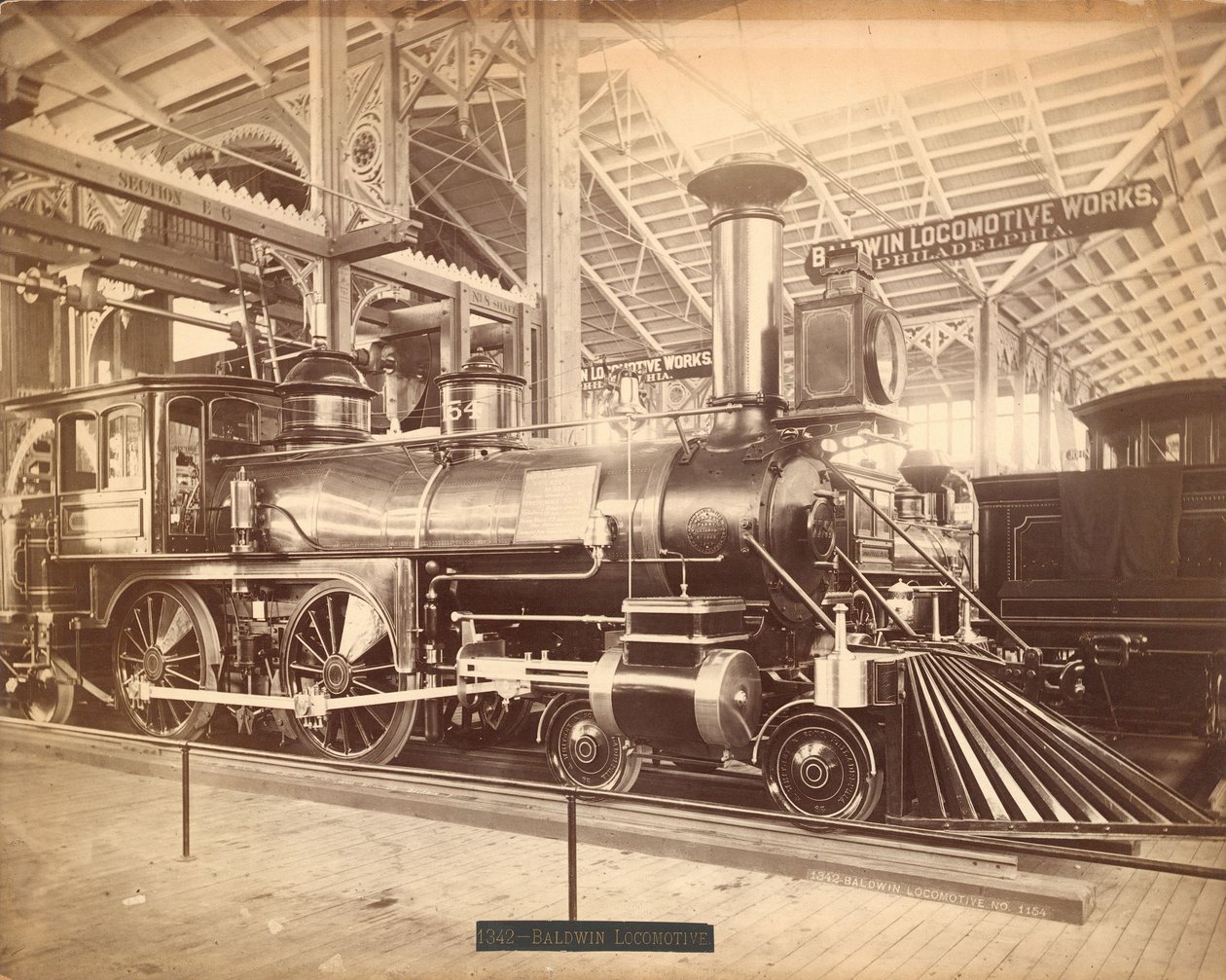 Baldwin-veturi, "No. 1154", Centennial Exhibition, Philadelphia tekijältä Centennial Photographic Co.
