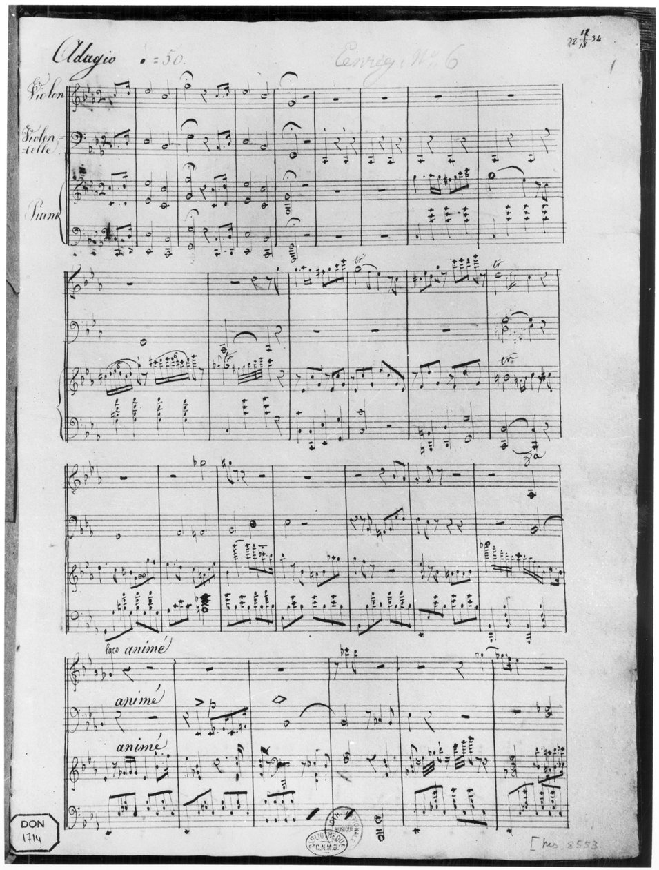 Pistitys triolle pianolle, viululle ja sellolle tekijältä Cesar Franck