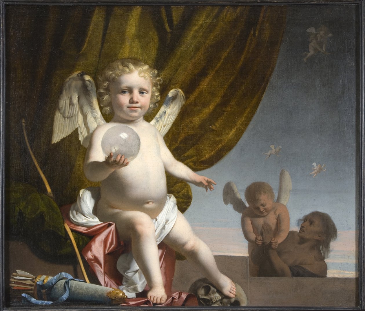 Amor pitelee lasipalloa, 1650-1660 tekijältä Cesar Boetius van Everdingen