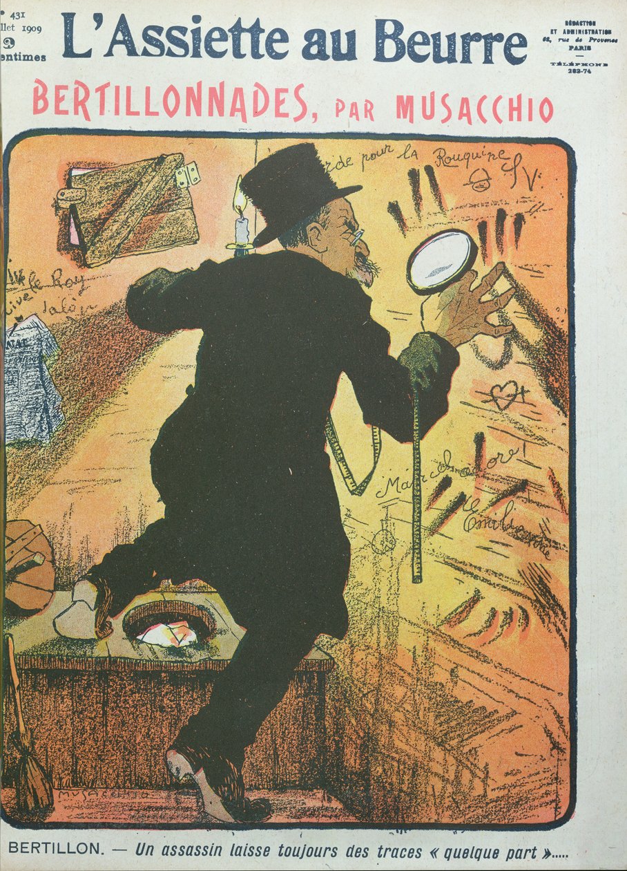 Karikatyyri tohtori Alphonse Bertillonista L