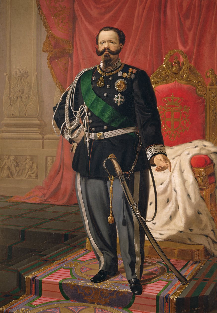 Italian Viktor Emmanuel II:n muotokuva tekijältä Cesare Campini