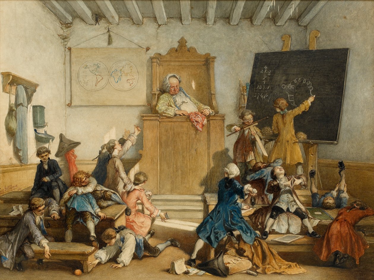 Koulutus etuoikeutetuille, Koulu hovimiesten lapsille, Wien, 1867 (wc paperilla) tekijältä Cesare Felix dell Acqua