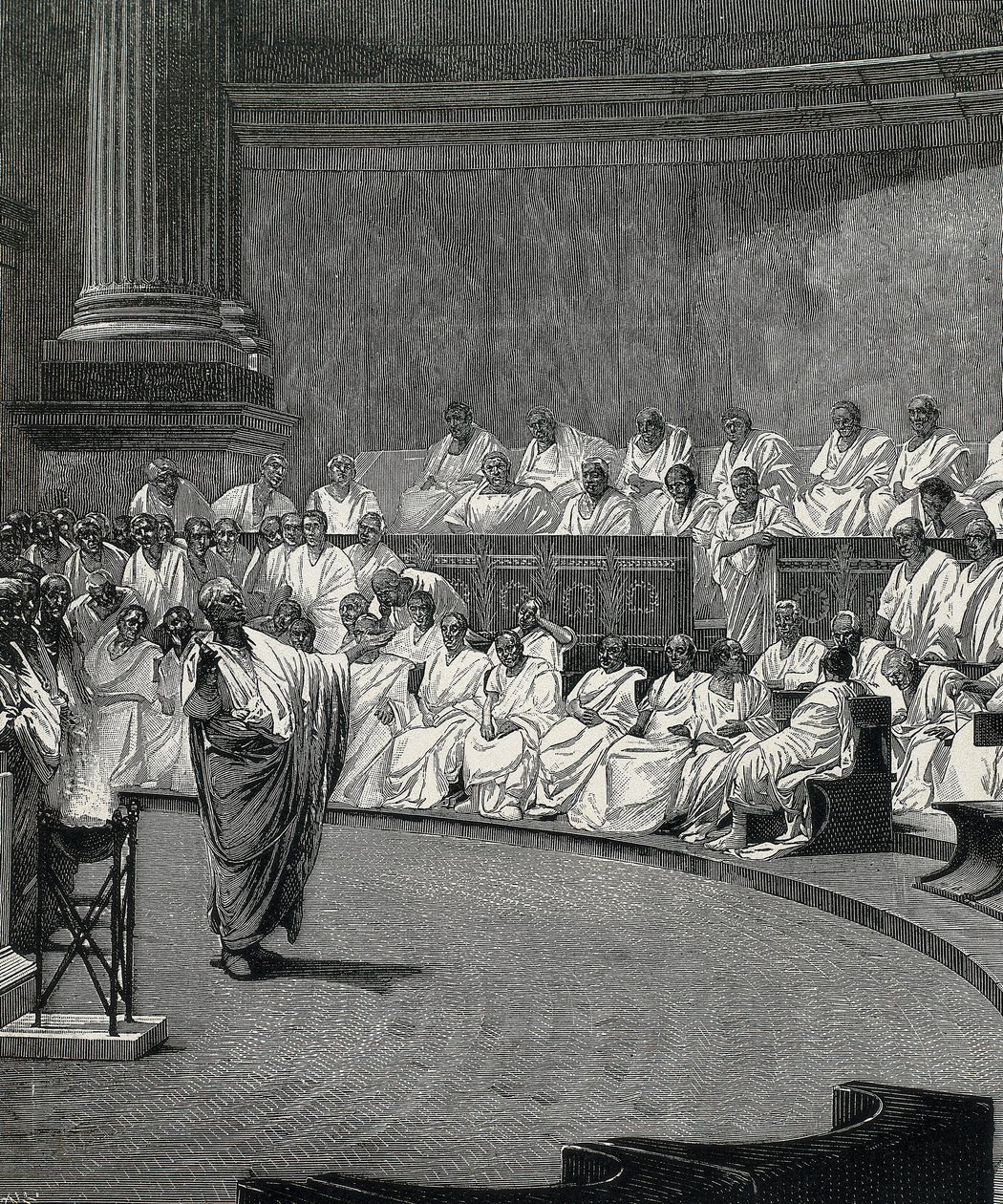 Cicero tuomitsee salaliiton Catilina (kaiverrus) tekijältä Cesare (after) Maccari