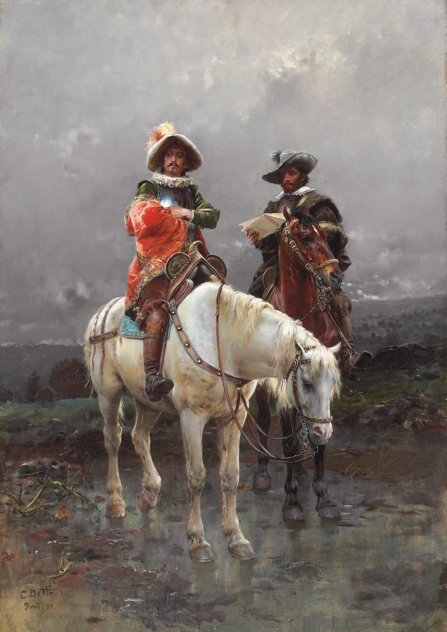 Kavalieri valkoisella hevosella, 1890 tekijältä Cesare Auguste Detti