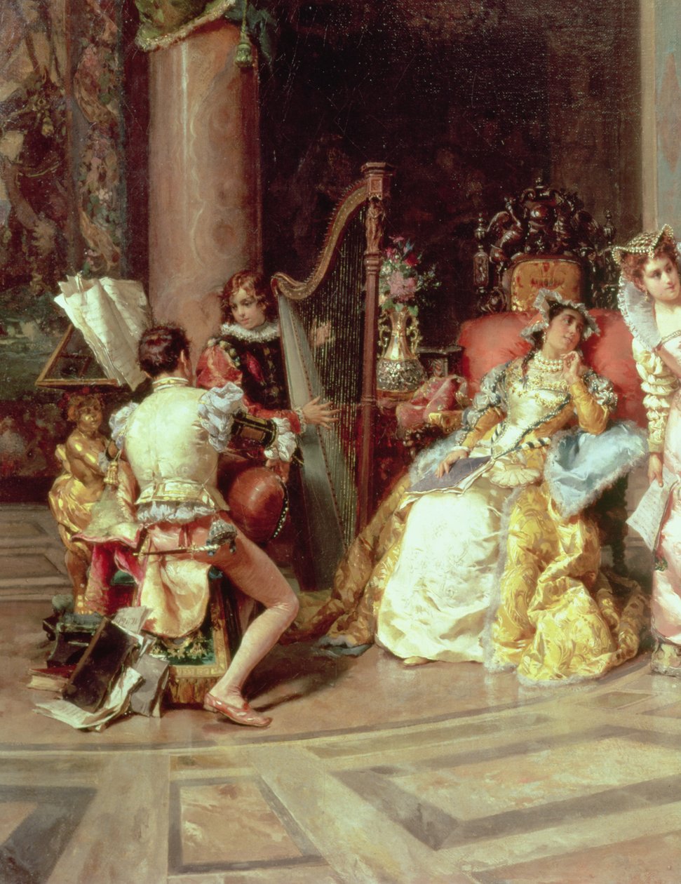 Galileo Isabellan hovissa, yksityiskohta, 1878 tekijältä Cesare Auguste Detti
