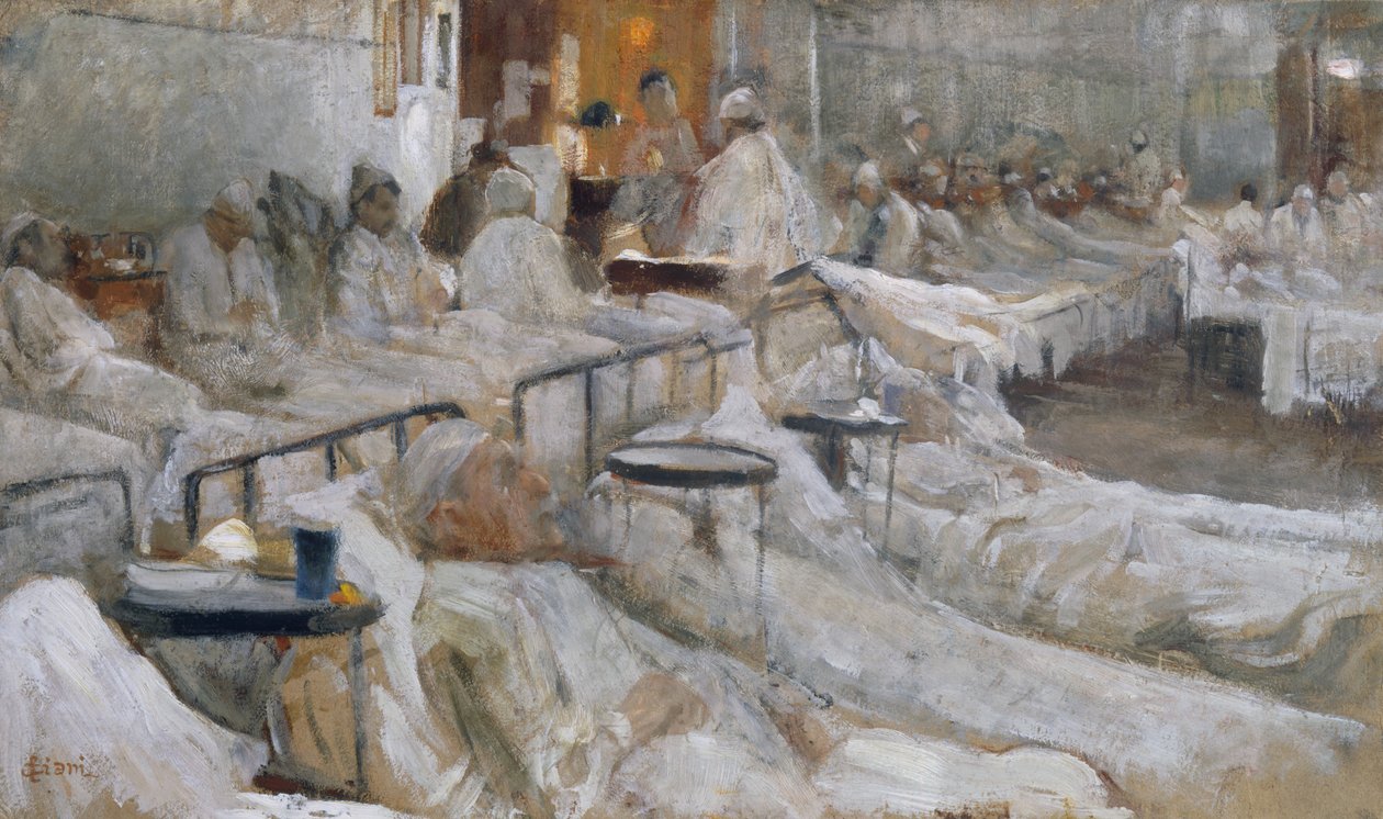 Sairaalan osasto, maalaus Cesare Ciani (1854-1925), Italia tekijältä Cesare Ciani