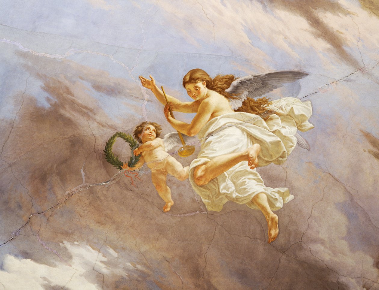 Yksityiskohta Italian allegoriasta, Cesare Marianin (1826-1901) fresko, katto, Hall of Majority, Palazzo delle Finanze (rahoituspalatsi), Rooma. Italia tekijältä Cesare Mariani