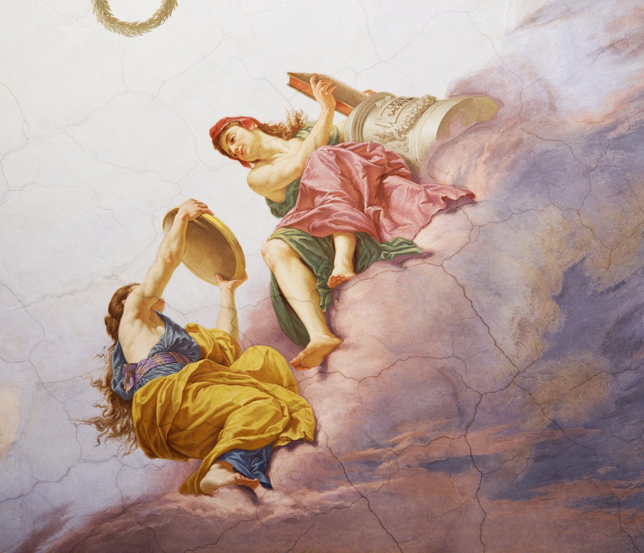 Yksityiskohta Italian allegoriasta, Cesare Marianin (1826-1901) fresko, katto, Hall of Majority, Palazzo delle Finanze (rahoituspalatsi), Rooma. Italia tekijältä Cesare Mariani