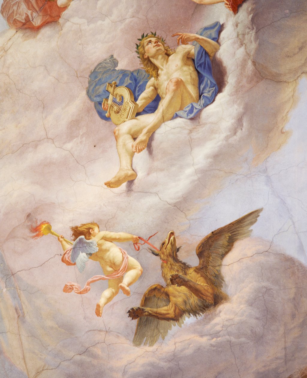 Yksityiskohta Italian allegoriasta, Cesare Marianin (1826-1901) fresko, katto, Hall of Majority, Palazzo delle Finanze (rahoituspalatsi), Rooma. Italia tekijältä Cesare Mariani