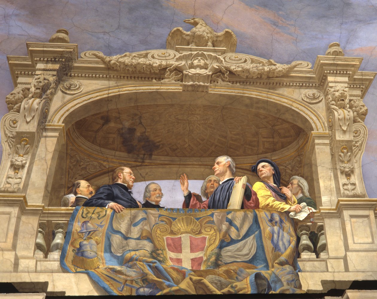Macchiavelli, A. Gentili, Pier Capponi ja Cavour (yksityiskohta numerosta 3433390) tekijältä Cesare Mariani