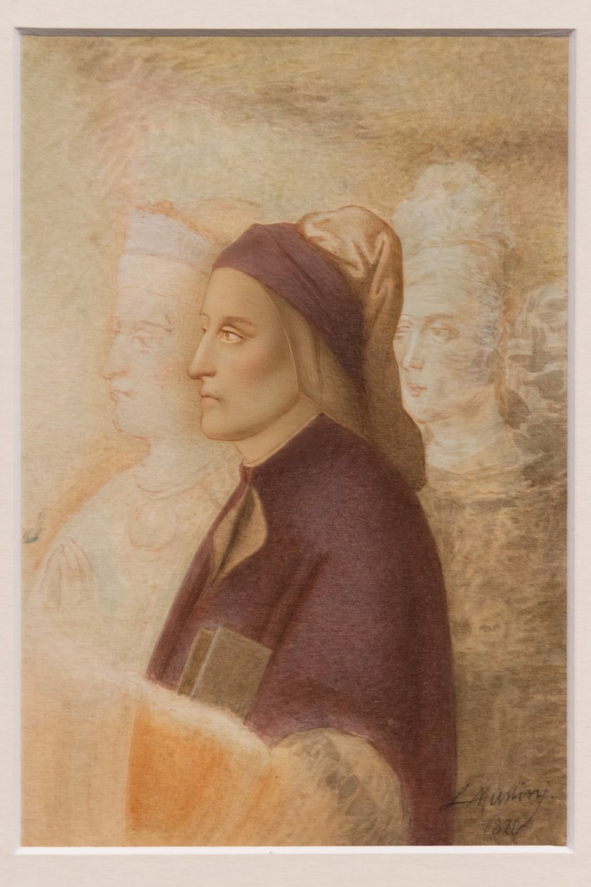 Danten muotokuva, Cesare Mussini, noin 1844 (akvarelli kartongille). tekijältä Cesare Mussini