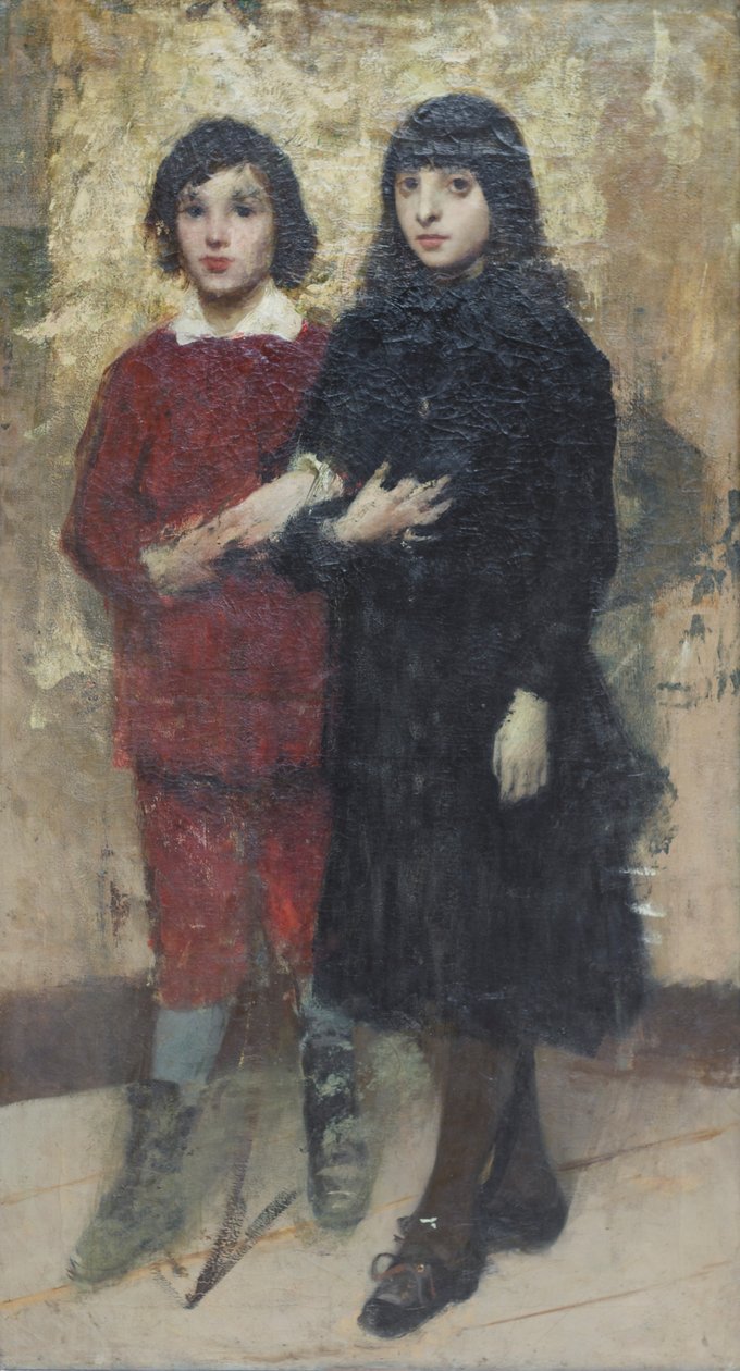 Kaksi serkkua, Cesare Tallone (öljyä kankaalle) tekijältä Cesare Tallone