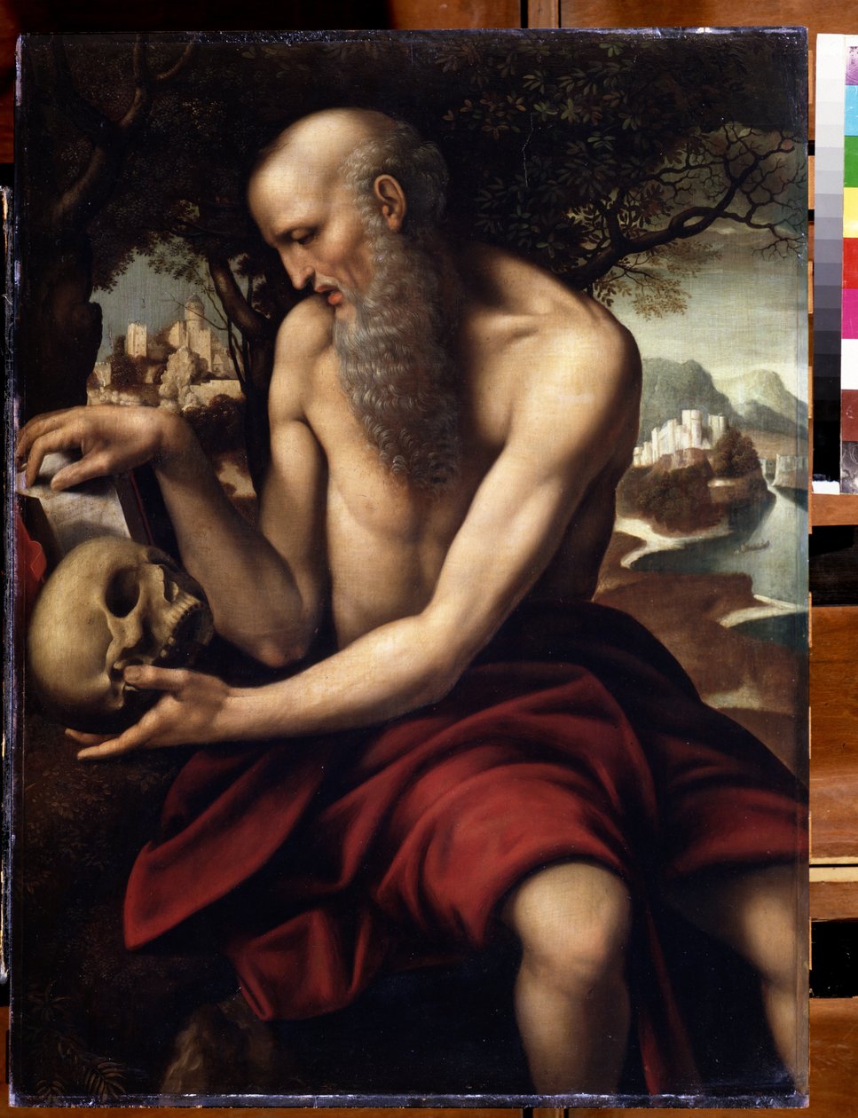 Cesare da Seston (1477-1523) maalaus "Pyhän Hieromuksen esitys" (vaniitti) 1500-luvun Pushkin-museo, Moskova tekijältä Cesare da Sesto