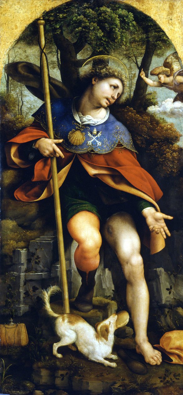 San Rocco (Saint Roch). Cesare da Seston (1477 - 1523) maalaus. Milano, linnamuseo. tekijältä Cesare da Sesto