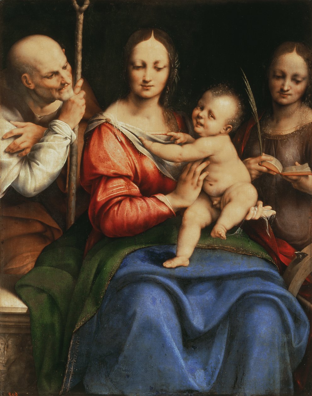 Pyhä perhe Pyhän Katariinan kanssa, 1515-20 (öljy kankaalle siirretty paneelista) tekijältä Cesare da Sesto