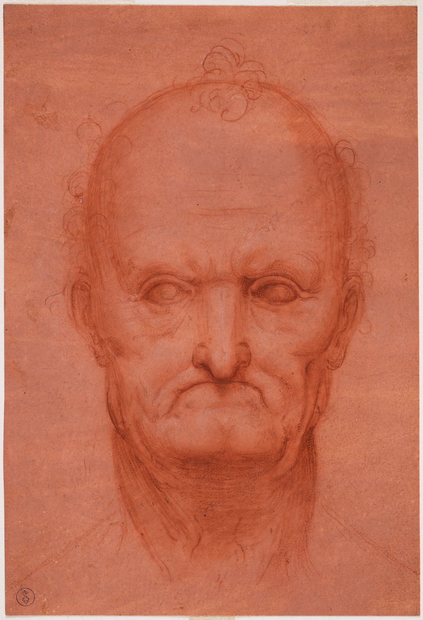 Vanhan miehen pää, n. 1515 (veri punaisella paperilla) tekijältä Cesare da attr.to Sesto