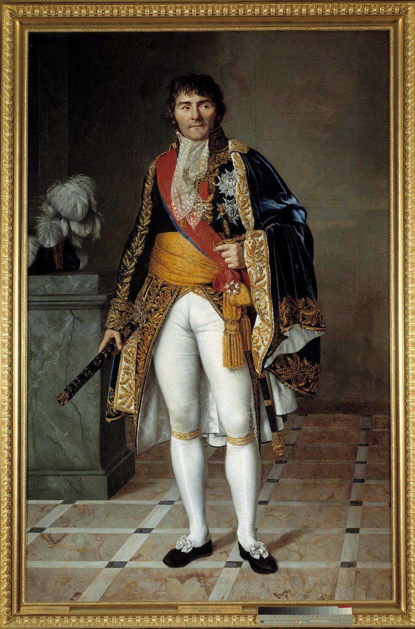 Täyspitkä muotokuva marsalkka Francois Joseph Lefebvrestä (1755-1820) Dantzigin herttua, Imperiumin marsalkka Cesarine Davin Mirvaultin (1773-1844) maalaus 1807 su. 2,15 x 1,4 m tekijältä Cesarine  Davin