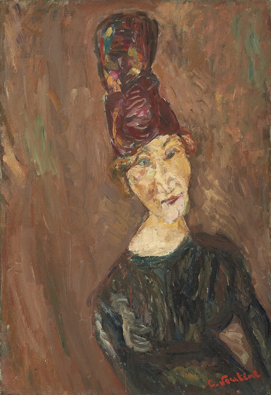 Nainen isolla hatulla, noin 1919 tekijältä Chaim Soutine