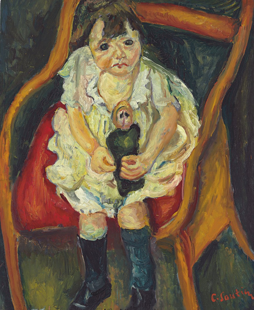 Pieni tyttö nuken kanssa; Pieni tyttö nuken kanssa, n. 1925 tekijältä Chaim Soutine