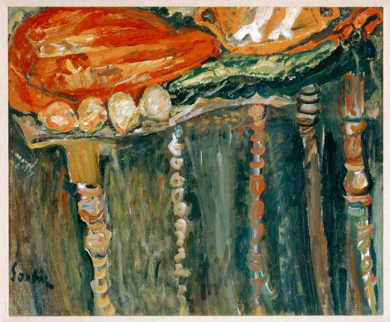 Nature morte au morceau de viande crue - asetelma, jossa pala raakaa lihaa ... (maalaus kankaalle) tekijältä Chaim Soutine