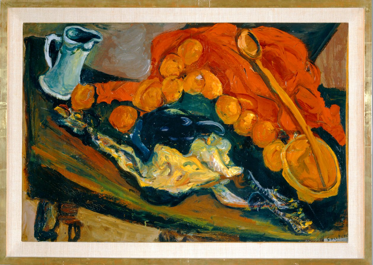Nature morte au morceau de viande crue - asetelma, jossa pala raakaa lihaa ... (maalaus kankaalle) tekijältä Chaim Soutine