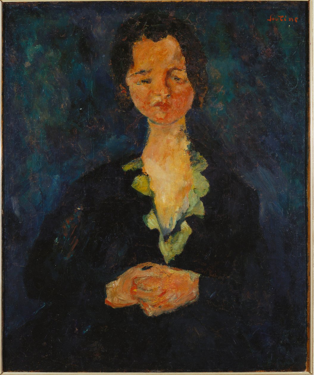 Naisen muotokuva sinisellä taustalla, 1927 tekijältä Chaim Soutine