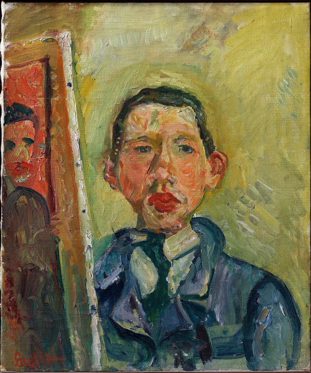Omakuva - Soutine, Chaim (1893-1943) - n. 1918 - Öljy kankaalle - 54,6x45,7 - Princetonin yliopiston taidemuseo tekijältä Chaim Soutine