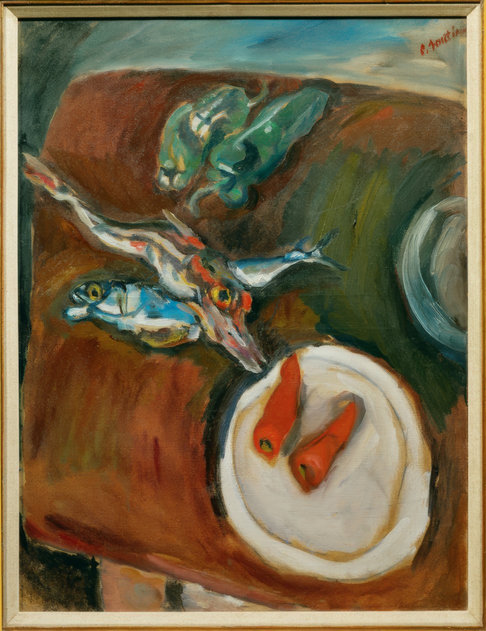 Stilleben mit Fischen, Pfefferschoten und Karotten tekijältä Chaim Soutine