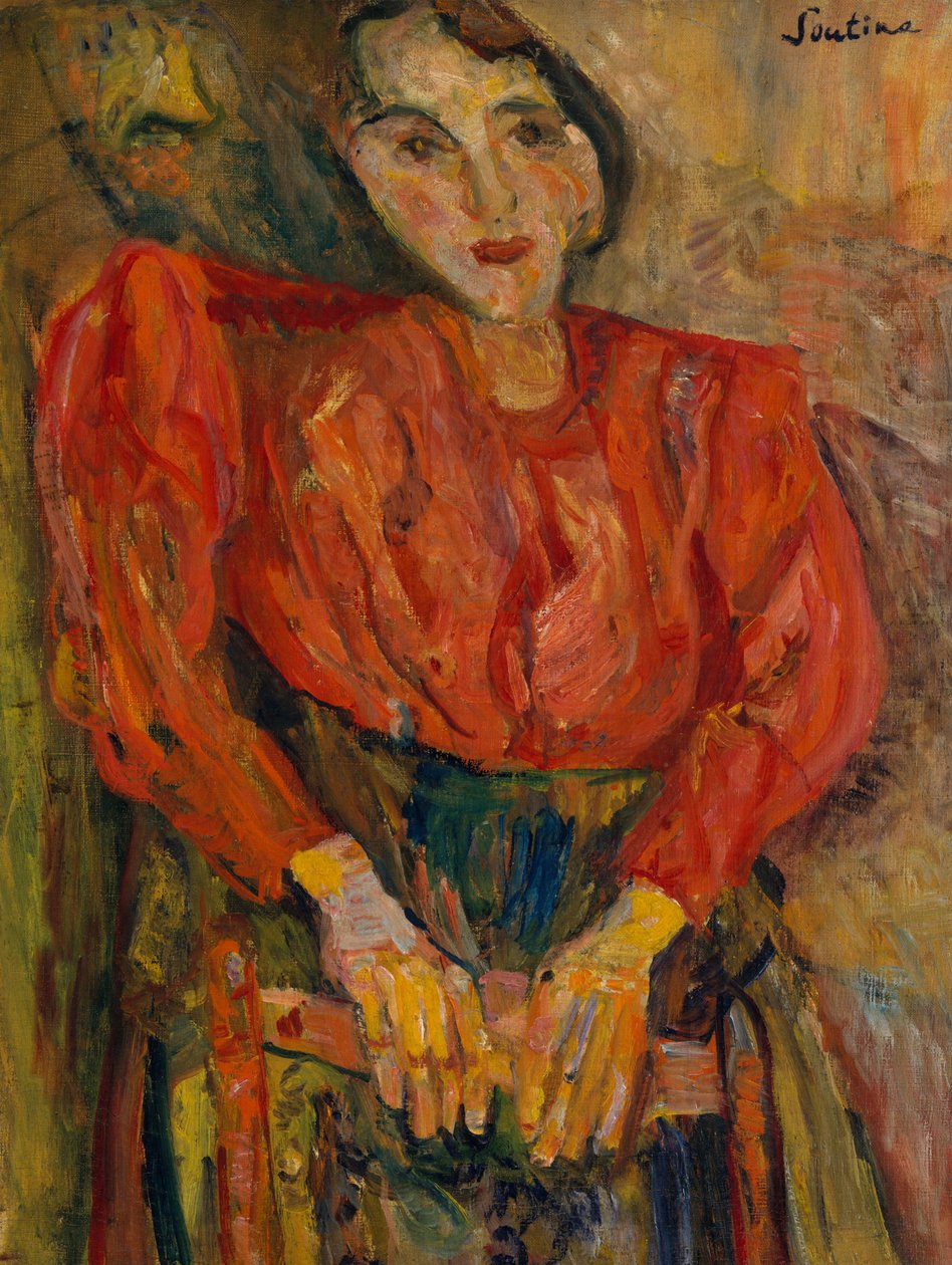 Nainen punaisessa puserossa, noin 1919 tekijältä Chaim Soutine