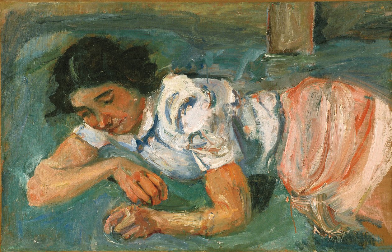 Nuori nainen makaa nurmikolla tekijältä Chaim Soutine