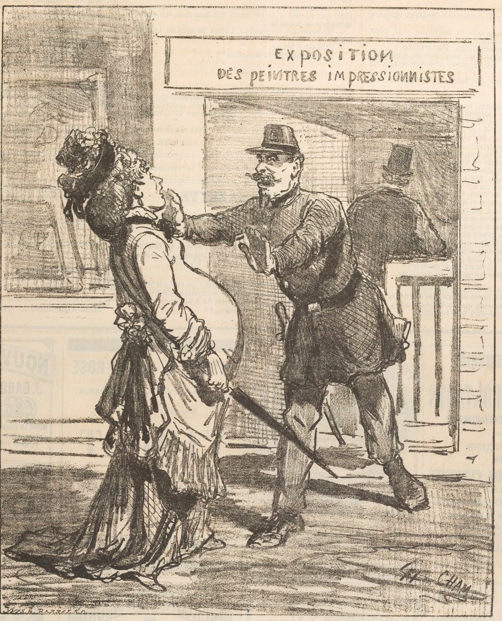 Madame, ei ole suositeltavaa tulla sisään!. Le Charivari, 16. huhtikuuta 1877 1877. tekijältä Cham