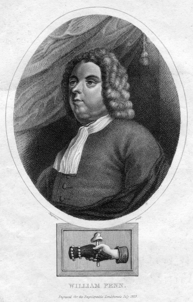 William Penn perusti Pennsylvanian maakunnan vuonna 1823 tekijältä Chapman and Co